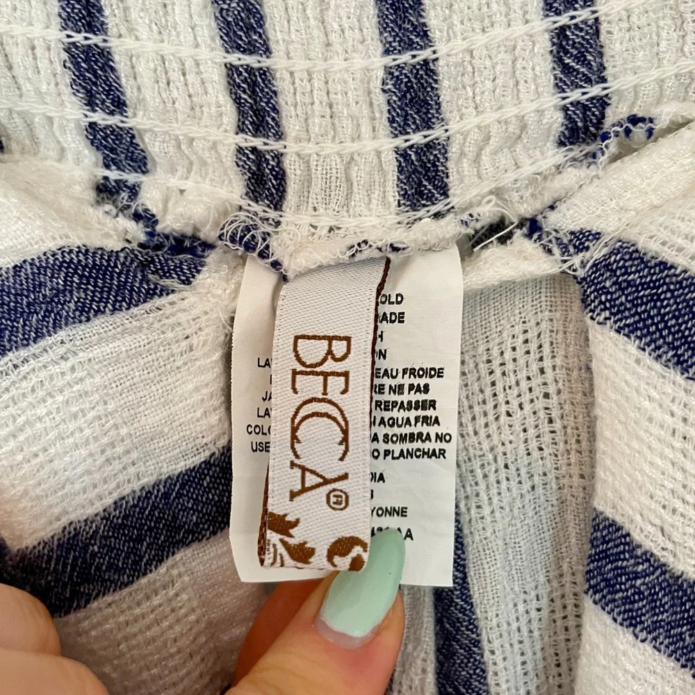 Becca Striped Pants with Slit - White & Blue - Picture 4 of 5